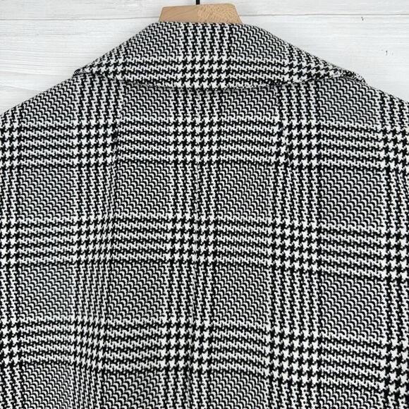 Ann Taylor Blazer Coat Sz M Houndstooth Plaid Mid-Length Lined Open Front Jacket - Picture 8 of 15